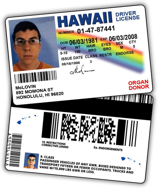 McLovin Fake ID Hawaii Driver License (Pack of 3)